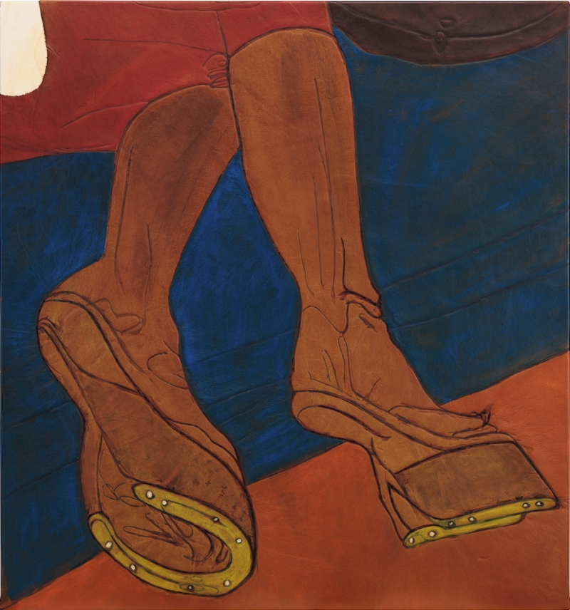 Gemälde mit Beinen, die Hufe an den Fusssohlen tragen